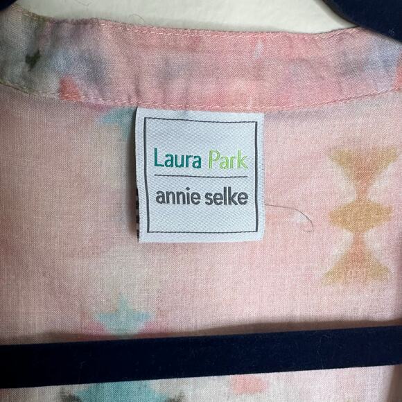Laura Park Annie Selkie Tunic Top Tassel Detail Pink Ikat Cotton size M/L - Picture 4 of 7